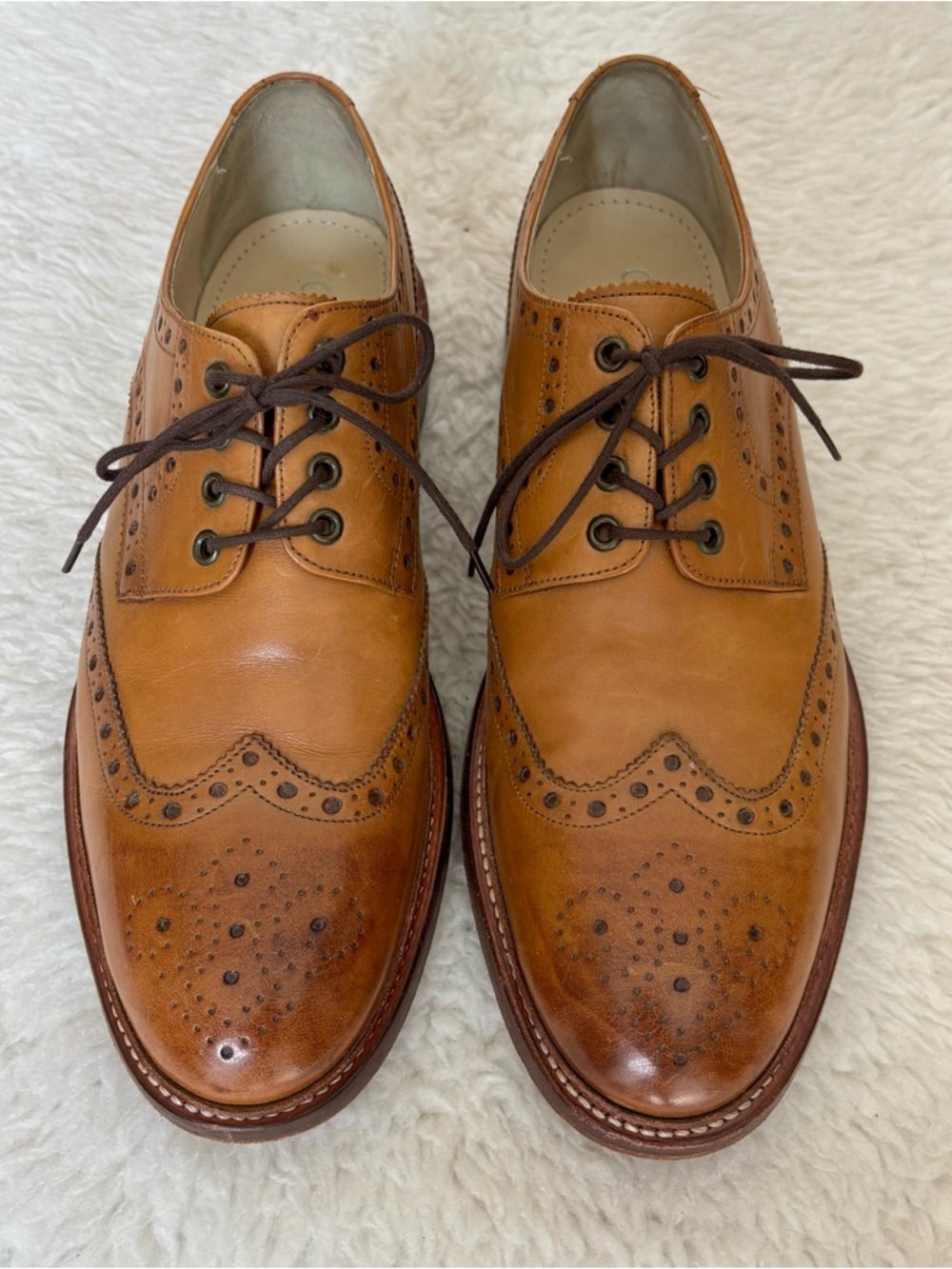 Oliver Sweeney Serpentine Cognac Wingtip Brogue Derby Shoes size 9